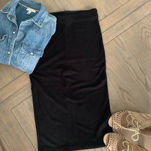 Black Stretch Midi Skirt